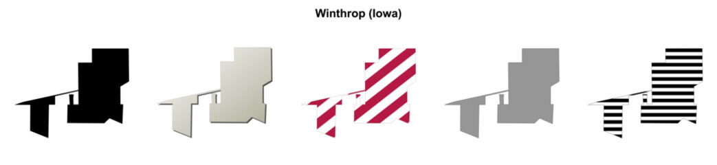 Fototapeta premium Winthrop (Iowa) blank outline map set