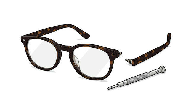 illustration of repairing eyeglass frames