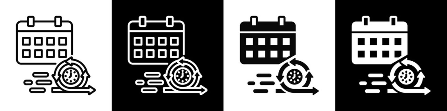 Sprint Planning Icon In Black And White Background Style.