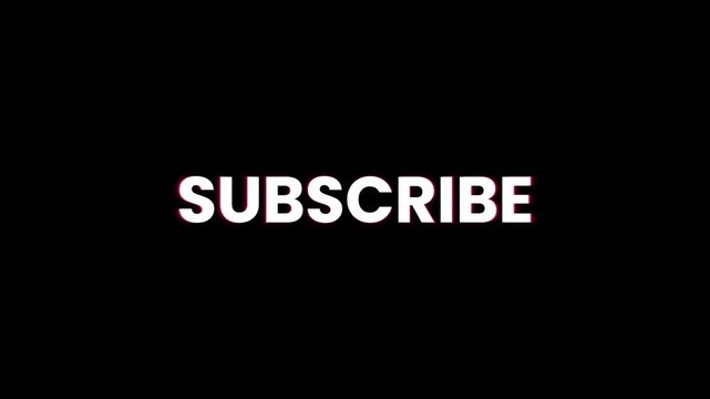subscribe and thank you text word white animation, on black background