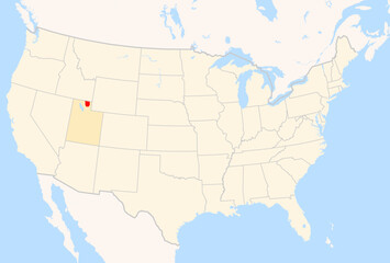 Locator Map of the County Cache (Utah, US) showing the Contiguous United States with the highlighted County © TipTopMap