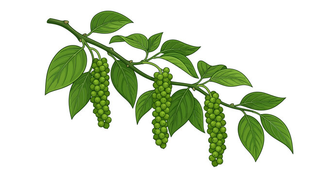 green stalk of pepper tree vector