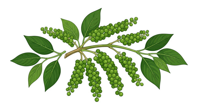 green stalk of pepper tree vector