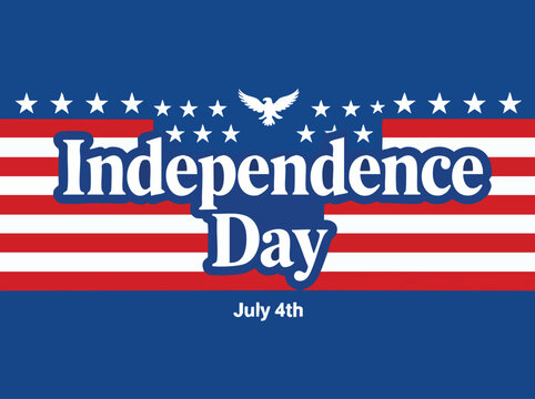 "Independence Day of America July 4th badge logo set featuring Statue of Liberty, bald eagle, American flag, fireworks, and bold red white blue typography."