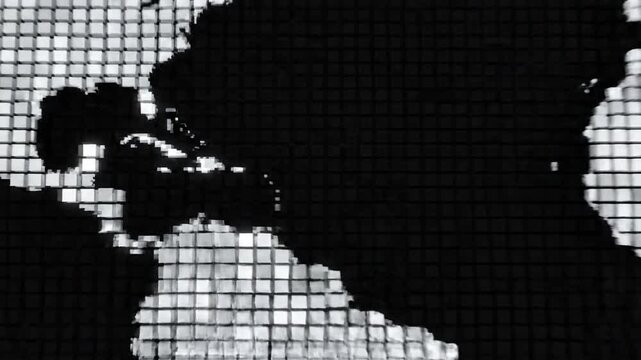 Abstract global map in grayscale on black background for technology concept