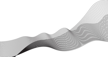 Fototapeta premium Minimalist abstract wave background with flowing grey lines. Modern geometric ribbon pattern on white. Elegant curved linear motion graphic for corporate presentation and web design.