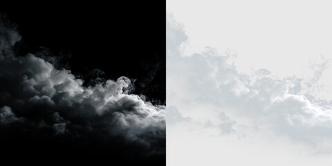 White clouds drift across the sky on a clear day, creating a soft and airy appearance against the backdrop, PNG with a light overlay © Liubov