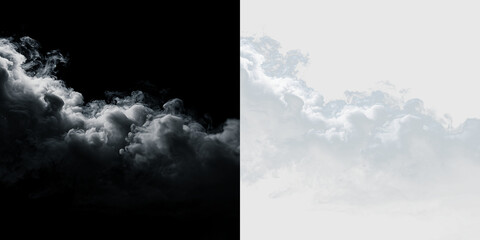 Soft white clouds drift across a clear sky on a bright sunny day in a vast open space with no visible land, PNG with a light overlay © Liubov