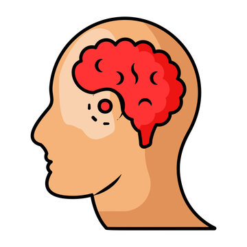 thinking and intelligence concept, cranioplasty skull reshaping repair vector icon design,  neuroplastic stock illustration