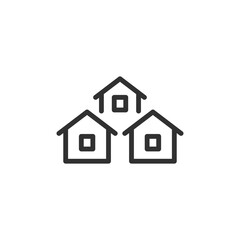 Fototapeta premium Residential house cluster, linear style icon. Neighborhood community and suburban housing. Editable stroke width.