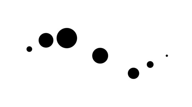 Black dot wave sequence animation on a white background. Minimalist loading progress or data visualization graphic.