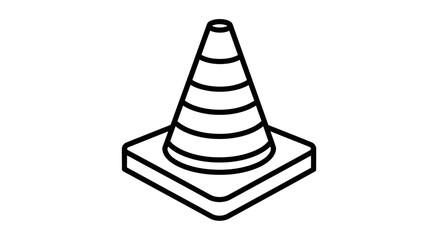 Fototapeta premium Traffic cone icon, road sign symbol, construction warning, flat design