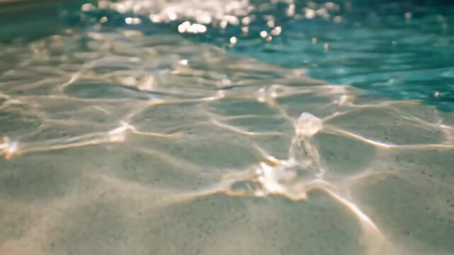 Sunlight refracting through water creating caustics patterns