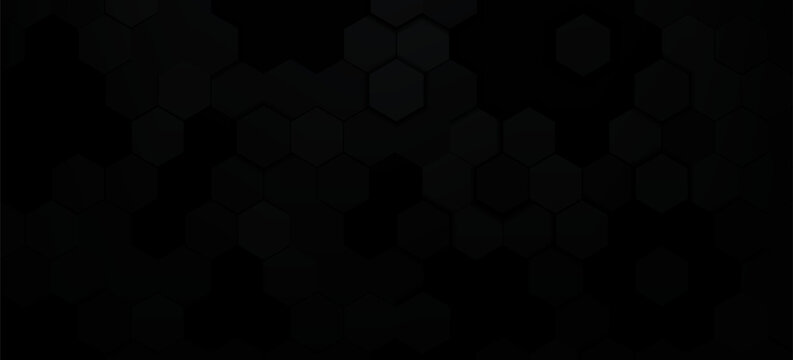 dark black doff metal hexagon pattern abstract geometric shape background wallpaper design