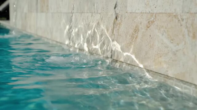 Abstract light reflections from pool water ripples on interior wall_tvai