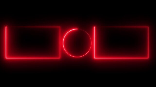 Neon glowing end screen template with animated rectangles and circle for you tube outro and social media branding, Subscribe button and outro for gaming and video channels You tube End screen 
