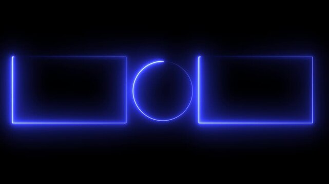 Neon glowing end screen template with animated rectangles and circle for you tube outro and social media branding, Subscribe button and outro for gaming and video channels You tube End screen 
