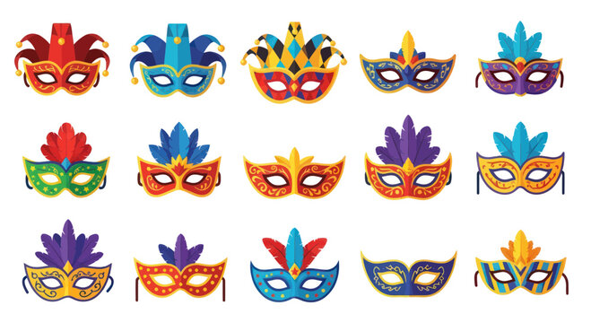Colorful Mardi Gras Carnival Masks.