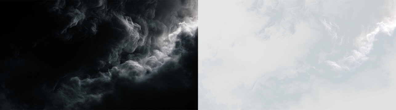 Clouds float in the sky during a day with overcast weather creating soft shapes and shadows without colors or distinct features, PNG with a light overlay