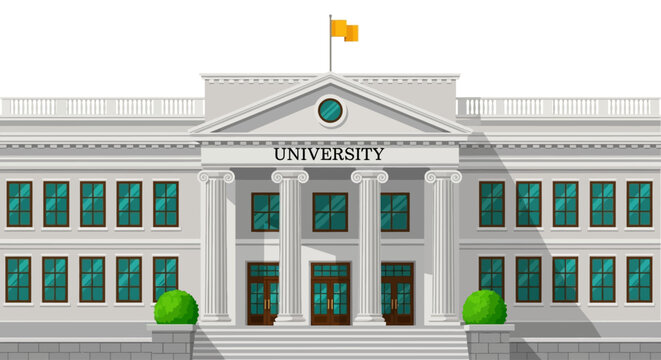 University building, educational institution, white architecture, academic background