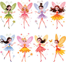 Obraz premium fairy characters in colorful vector style illustration