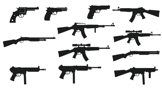 Collection of various firearms on display.