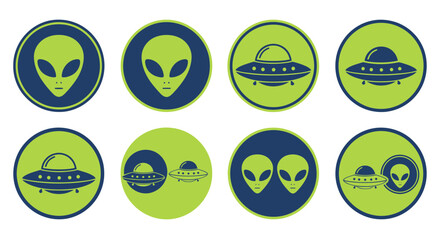 Alien and UFO Graphic Icons Set. © Kembang