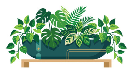 Variety of green leafy plants. © soka