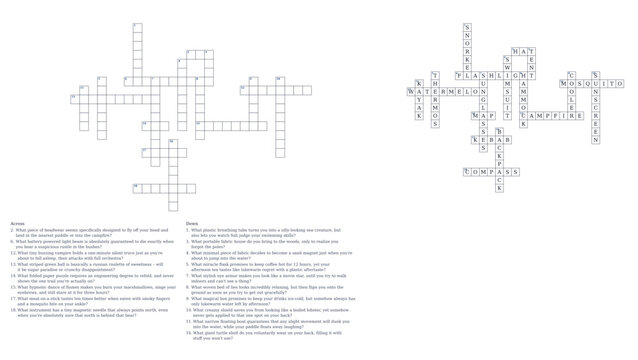 Funny crossword with answers about summer tourism  