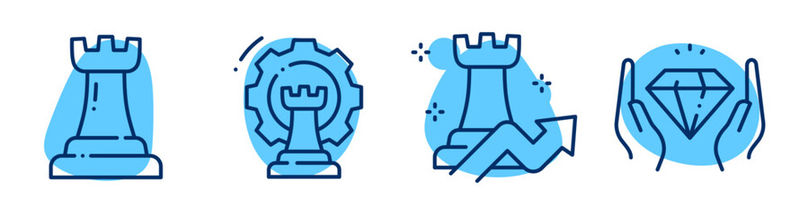 Chess rook and growth icon set with diamond protection symbol © tutti_frutti