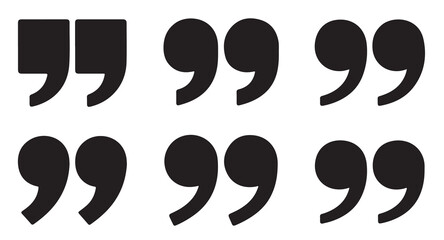 Fototapeta premium Vector quotation marks icons set with different punctuation styles for text layout design.