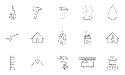Fototapeta premium Firefighter icon. Fire safety icons set emergency services , professional fire station vector.