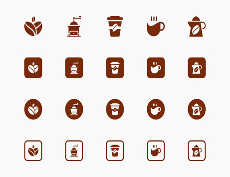 Coffee Icons Collection Vector Illustration.