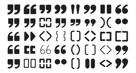 Assortment of black quotation marks and punctuation symbols for graphic design. © Tamanna