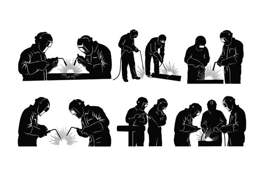 Pipe Fitter Welder Silhouette Vector Collection