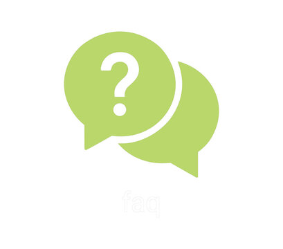 Faq icon, frequently asked questions symbol, speech bubble with question mark, help and support sign