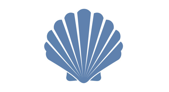 Blue scallop shell icon, ocean symbol, marine logo