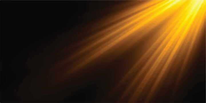 Bright golden light rays coming from the top right corner with abstract background atmospheric sunlight radiance illumination contrast ethereal abstracted creative conceptual artistic