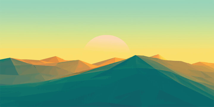 Abstract low poly landscape with mountain peaks at golden hour mountains landscape abstract geometric minimalist background triangular wallpaper stylized illustration gradient conceptual