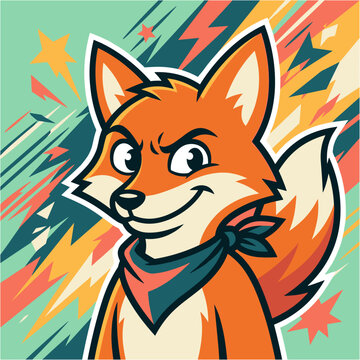 Fox mascot character with bandana cartoon vector illustration