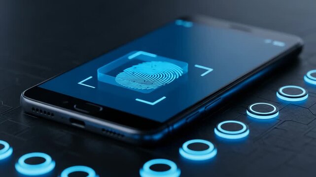 Smartphone with fingerprint scanner and glowing buttons