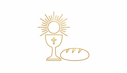 Fototapeta premium Eucharist, holy communion, christian symbol, bread and wine, religious icon