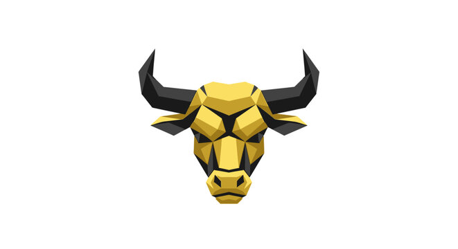 Golden Bull Head Illustration.