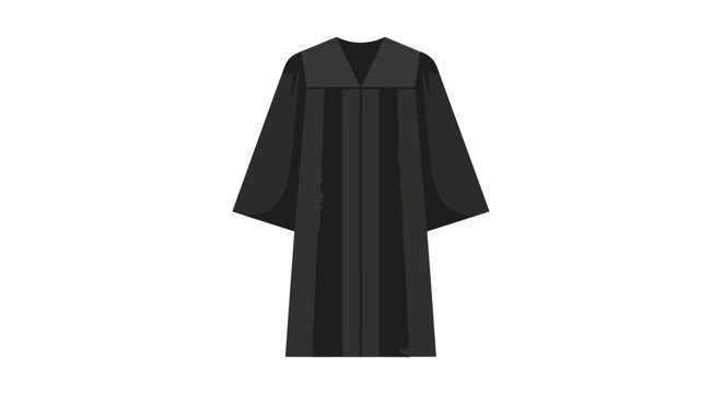 Black Graduation Gown and Academic Robe Illustration for University Commencement Ceremony
