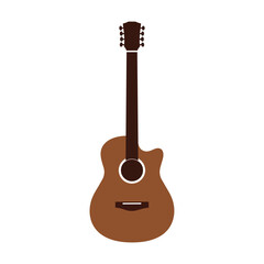Naklejka premium Brown Acoustic Guitar Illustration with Cutaway Design Isolated on White