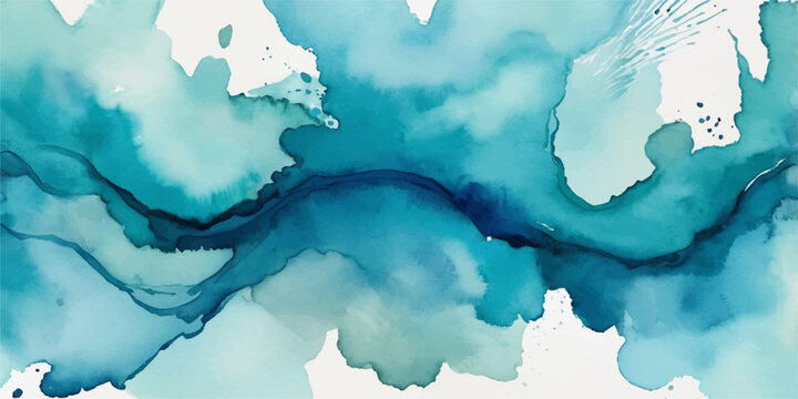 Abstract blue watercolor background featuring a soft cloud texture reminiscent of winter ice and light airy smoke across a vintage paper design