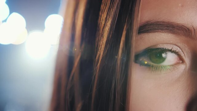 Macro of a Woman Eye for Biometric Scan. Cyber Security and AI Vision Concept