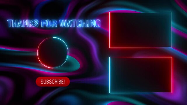 Glowing Neon End Screen With Subscribe Button Background Loop