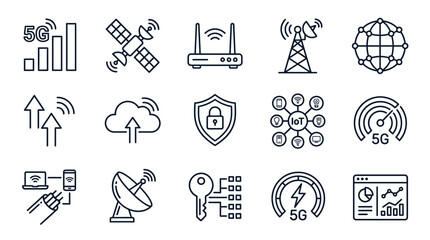 Obraz premium Collection of 5G network and technology icons.