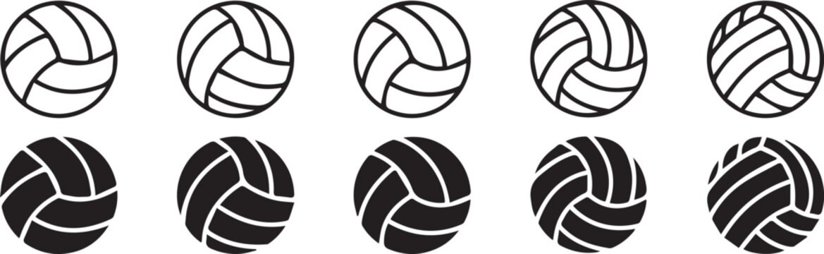 Black and white volleyball icons